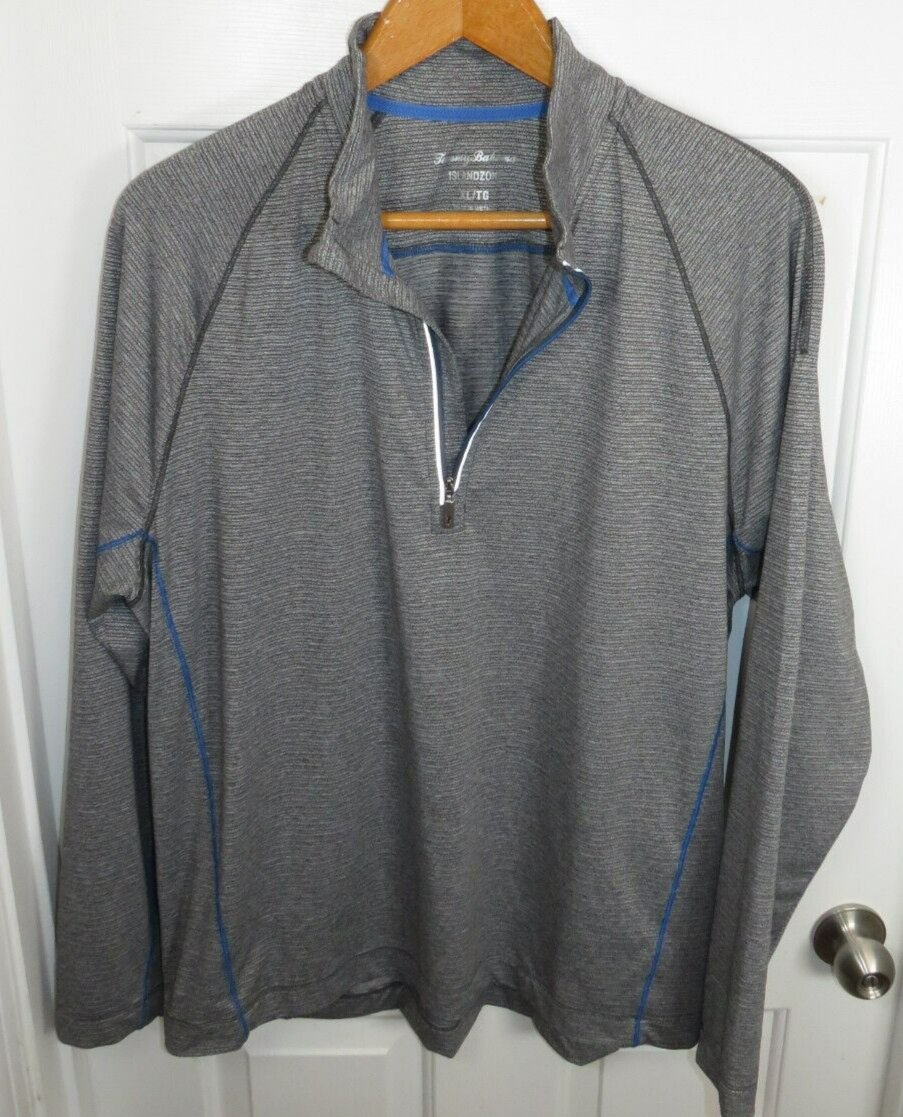Tommy Bahama Island Zone Men's Gray Striped 1/4 Zip Lightweight Active