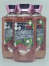 Bath  Body Works Strawberry Pound Cake Shower Gel x3 - 10oz each