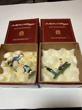 Rare Lang & Wise Folk Art Villages Boy Hoop Girl Basket Boy Pulling Cart Baby