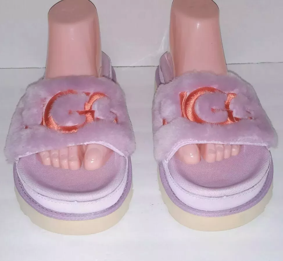 NWT UGG Laton Fur Slide Sandal Slipper purple Size 8 eBay