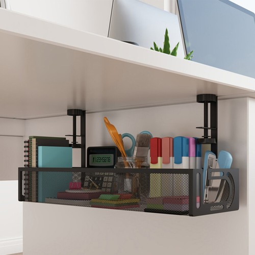 under Table Storage Rack Cord Basket Wire Management Desk Cable Organizer - Afbeelding 5 van 12