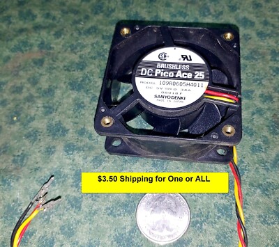 60mm x 60mm x 25mm Brushless Cooling Fan 5VDC Sanyo Denki 09R0605H4011 (05860D4)