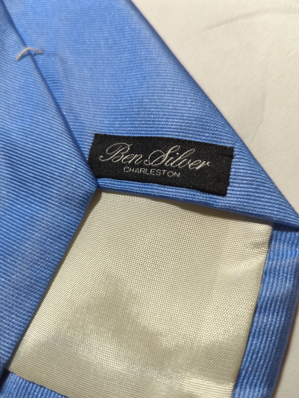 Ben Silver Tie Solid Blue Silk Tie - image 2