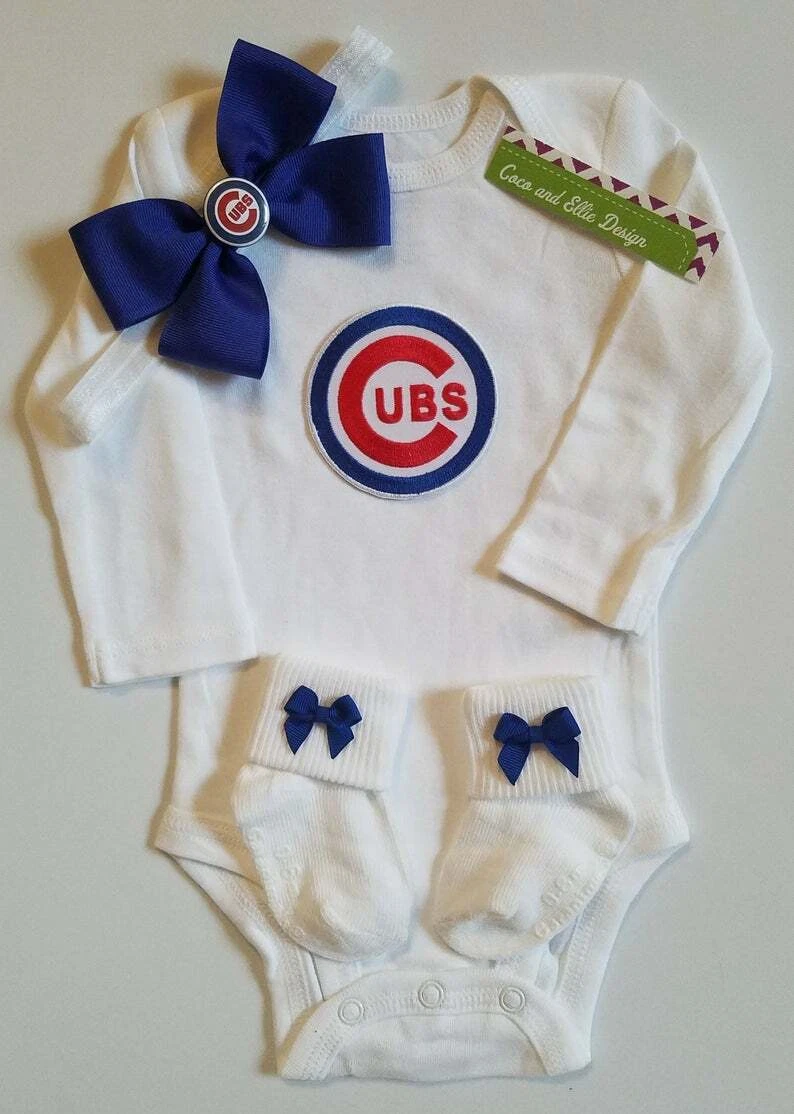 Chicago newborn/baby clothes Cubs baby gift girl Chicago baseball cubs girl