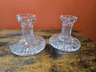 Vintage Waterford Crystal Pair 4” Single Light Candlesticks Candle Holders Set