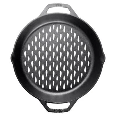 Lodge Cast Iron Grilling Basket with Handles, Outdoor Grill or Open Fire, 12 in