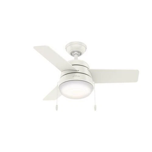 36" Small Room Fresh White Modern Glass Bowl Light Ceiling Fan Reversible Blade - Picture 2 of 10