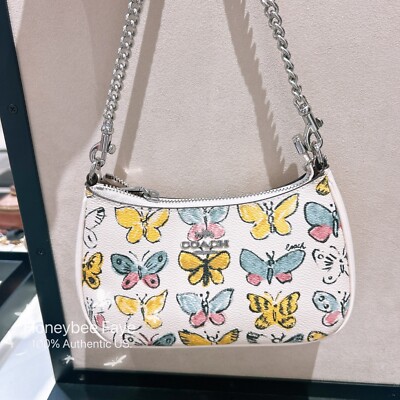 NWT Coach Teri Mini Crossbody Bag With Butterfly/Leopard Print 