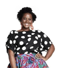 NWT Tabitha Brown for Target - Polka Dot Button-Back Top Black/White 4X