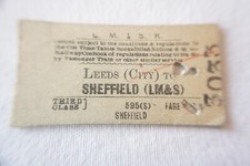 1944 Leeds to Sheffield LMS Railway Train Ticket