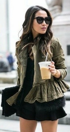 Free People Ruffle Hem Military Jacket Double Breasted Peplum Button Up OB480752 - Picture 2 of 7
