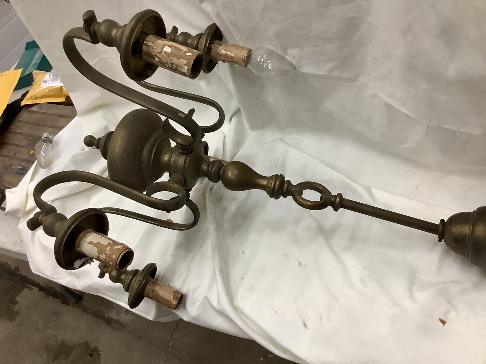 Vintage Brass Chandelier Five Lamp Parts eBay