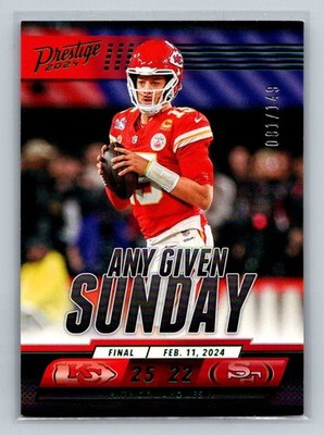 2024 Patrick Mahomes Green Any Given Sunday #’d 081/149 Panini Prestige #AGS-PMS