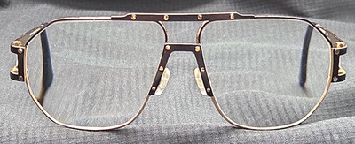 Cazal Glasses Model 9054 COL 001 Gold/Black Frames Only Rare Vintage Quad Hinge