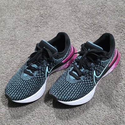 Nike React Infinity 3 Running Shoes Black Teal Pink DD3024-003 Women's 8. 5