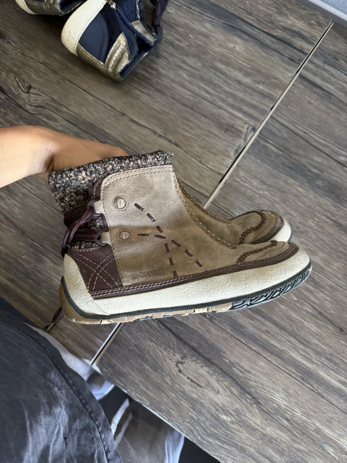 Stivali invernali Merrell Puffin Mid donna Us 8 5 pelle scamosciata marrone Primaloft 200 g