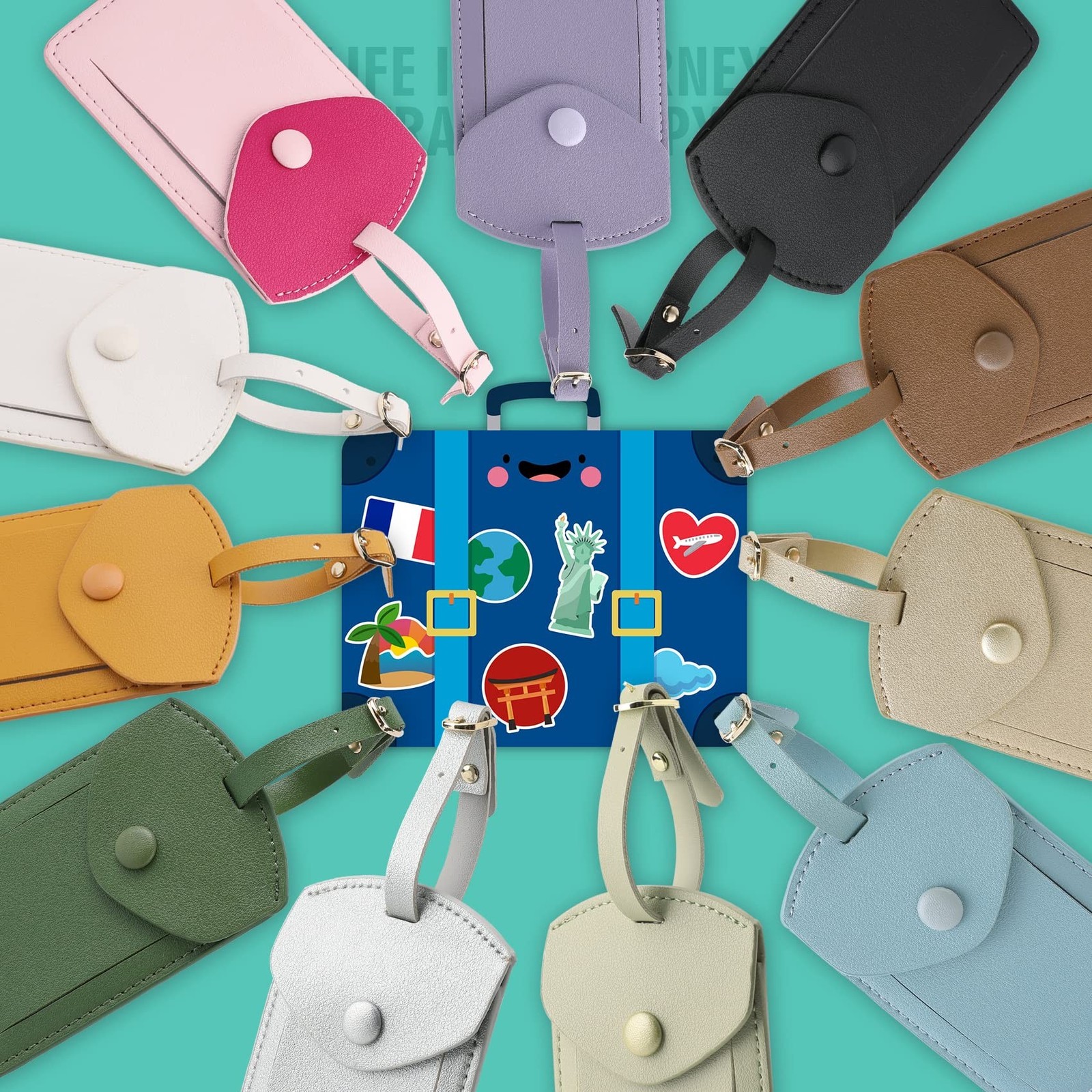 Kevancho Leather Luggage Tags for Men Women, Suitcase Labels Baggage Bag Tag ...