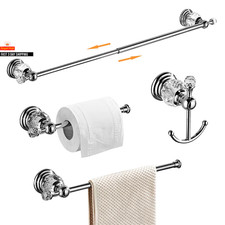 ELLEN Golden Crystal Bathroom Hardware Set Adjust Towel Rack Towel Holder Toilet