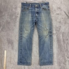 Vintage Levis 501 Jeans Mens Blue Made In USA 80s Straight Button Fly Fits 34x30