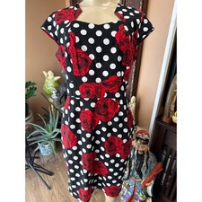 Grace Karin Red Rose Polka Dot Vintage Style Sheath Dress L