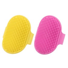 2Pcs Dog Bath Brush Silicone Pet Shampoo Brush for Bath  Clean Yellow/Pink