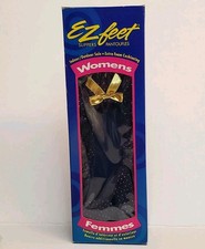 VTG EZ Feet Womens LARGE 8 9 Indoor Outdoor Slippers House Shoes Blue Gold Bow