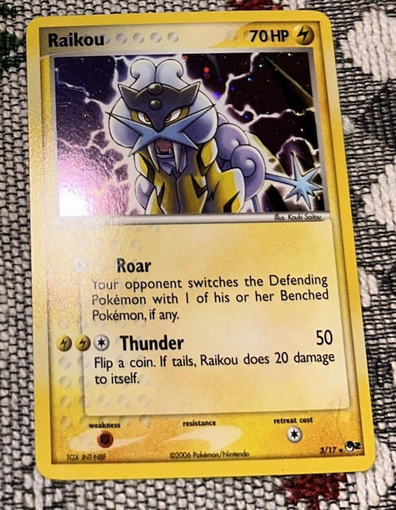 Pokémon TCG Raikou Holo Rare Card 3/17 NM Pop Series 2