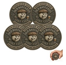 5pcs Over Par Old Bastards Golf Coin, Funny Golf Challenge Coin Whiskey Design