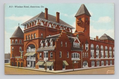 VTG Windsor Hotel Americus Ga Linen Postcard