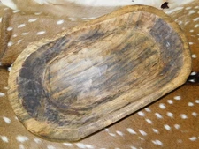Carved Wooden Dough Bowl Primitive Wood Trencher Tray Rustic Home Decor 22 1/2"