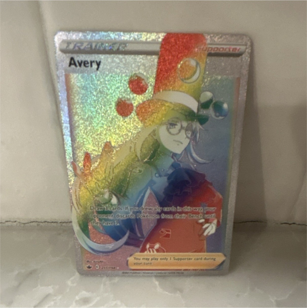 Pokémon Avery (Full Art Secret Rare) 211/198 Swsh06: Chilling Reign Trainer Holo