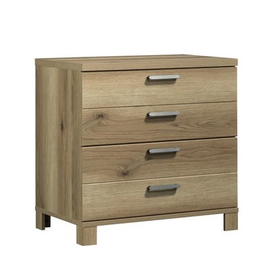 Bedside table - brown, fully extended drawers, safety interlock T-shaped lock