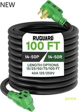 RVGUARD 40 Amp 100 Foot RV/EV Extension Cord,14-50P/R Heavy Duty Extension Cord.