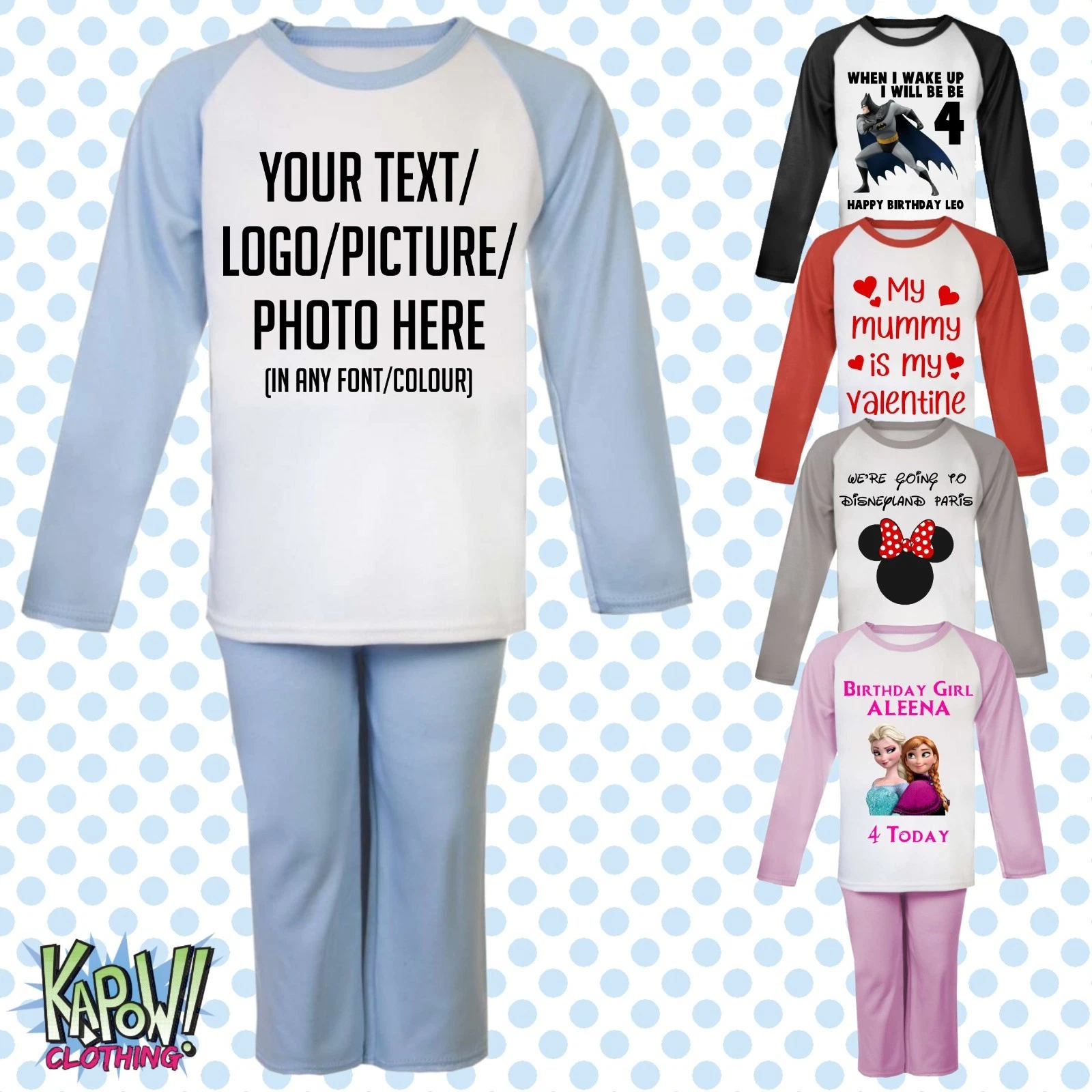 Custom Personalised Kids Baby Pyjamas PJs Raglan Sleep Night Wear Gift Toddler 2
Opens in a new wind