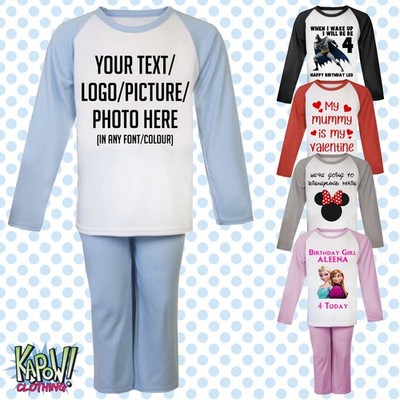 Individuell personalisiert Kinder Baby Pyjama Schlafanzug Raglan Schlaf Nachtwäsche Geschenk Kleinkind 2