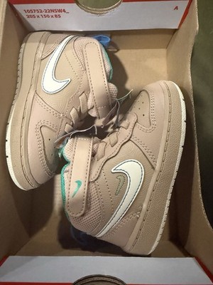 Nike Court Borough Mid 2 SE TDV Hemp Hook & Loop Kids Sneakers 6C FJ9614-200