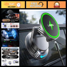 15W Magnetic Wireless Car Charger Mount, Suction Phone Holder for iPhone 17/16/1