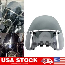17"×15" Smoke Windshield Windscreen For 7/8" 1" Handlebar Harley Honda Custom