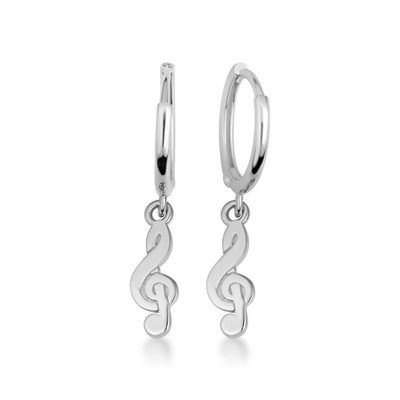 .925 Sterlingsilber Violinschlüssel Musik G Note Tropfen Huggie Creolen