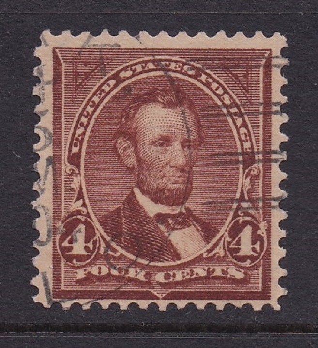 Scott #280 Abraham Lincoln 4c ( Single ) 1898 Used Hinged Wtrmkd
