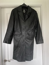 Heeli London vintage real leather black trench coat 10-12