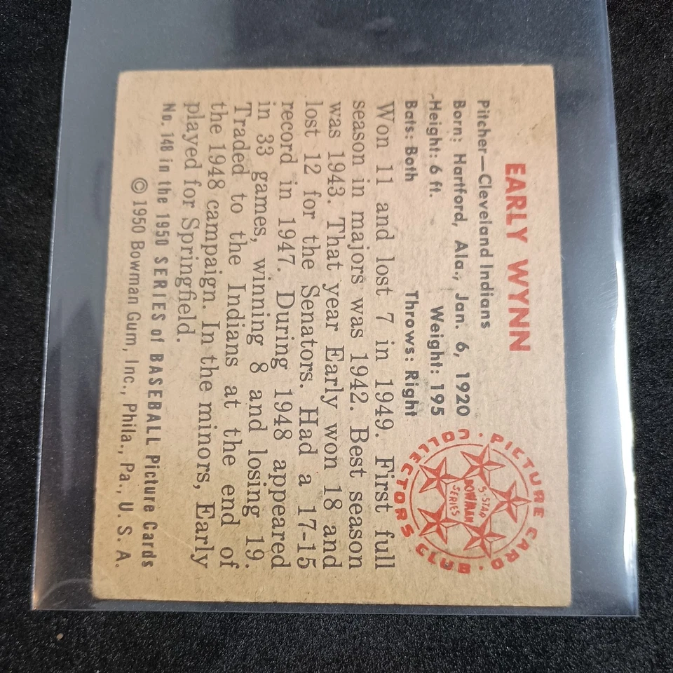 1950 BOWMAN #148 EARLY WYNN HOF INDIANS EX - Image 2 of 4