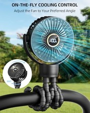 PORTABLE STROLLER FAN, SMALL BATTERY POWERED FAN W/ 360 ROTATION, BUYWOO