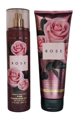 NEW 2 Bath and Body works  ROSE Body Cream + Body Mist, 8 oz