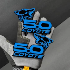COYOTE 5.0 Emblem Badges Light Blue On black Fender Angry Racing Aggressive