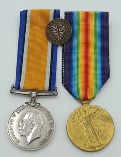 WW1 Medal Pair War Medal Victory Medal Canadian Railway Troops Class A Badge