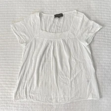 Michael Stars Women's Cotton Gauze Short Sleeve Square Neck Blouse White Size S