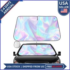 Iridescent Windshield Sun Shade 57 x 31.5 in Foldable UV Reflective Car Sunshade