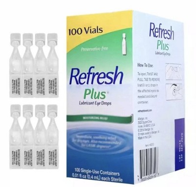 Refresh Plus Lubricant Eye Drops, Moisturizing Relief, 100 Single Vials