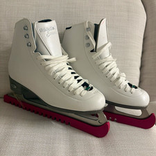 Riedell Emerald White Figure Skates Size 8 w/ Stainless Steel Blades